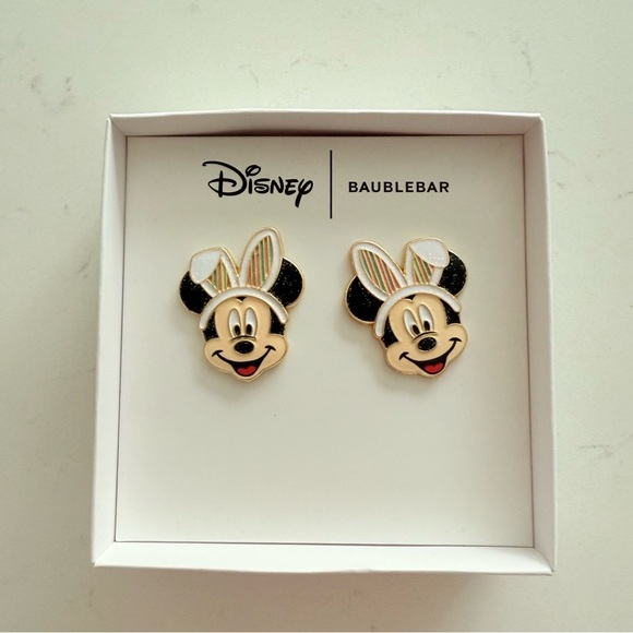 Disney x BaubleBar Mickey Mouse Easter Bunny Limited Edition Stud Earrings - NWT - Picture 2 of 5